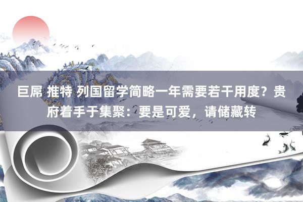 巨屌 推特 列国留学简略一年需要若干用度？贵府着手于集聚：要是可爱，请储藏转