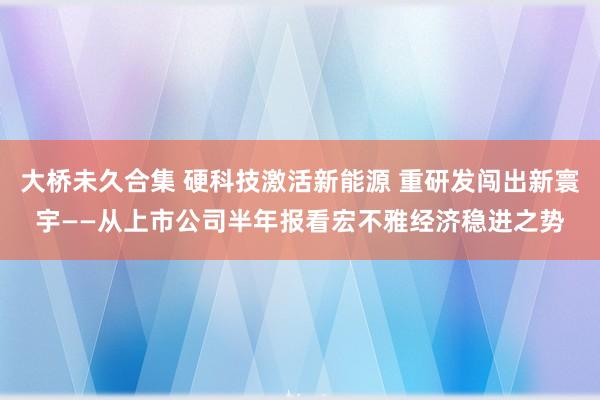 大桥未久合集 硬科技激活新能源 重研发闯出新寰宇——从上市公司半年报看宏不雅经济稳进之势