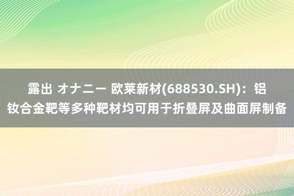 露出 オナニー 欧莱新材(688530.SH)：铝钕合金靶等多种靶材均可用于折叠屏及曲面屏制备