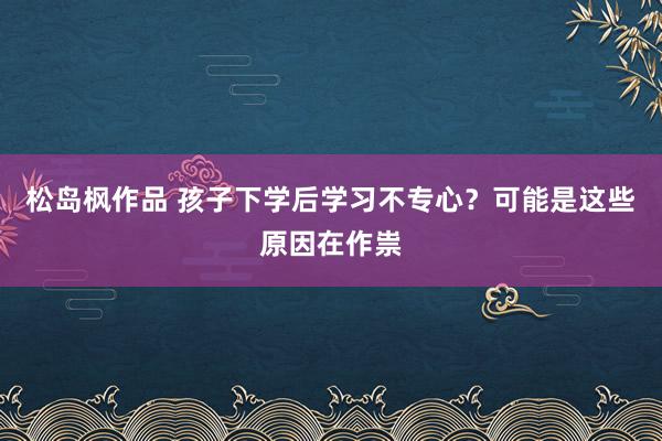 松岛枫作品 孩子下学后学习不专心？可能是这些原因在作祟