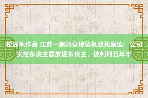 松岛枫作品 江苏一飘舞营地坠机致死案续：公司实控东谈主冒放逐东谈主，被判刑五年半