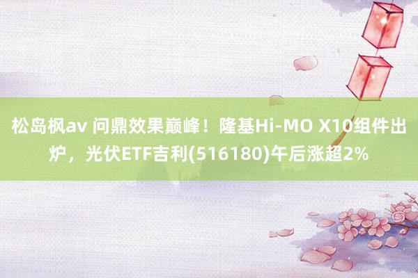 松岛枫av 问鼎效果巅峰！隆基Hi-MO X10组件出炉，光伏ETF吉利(516180)午后涨超2%