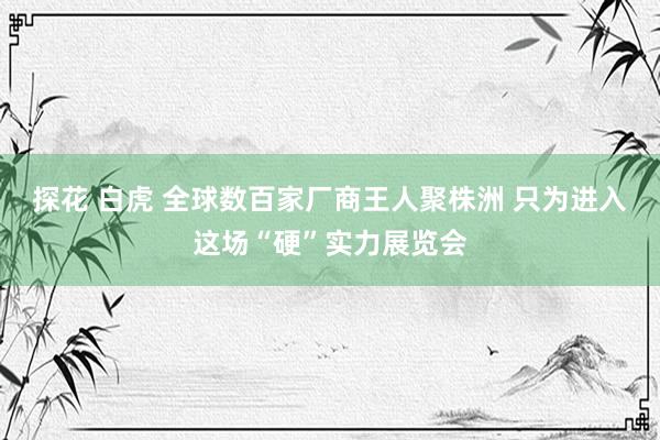 探花 白虎 全球数百家厂商王人聚株洲 只为进入这场“硬”实力展览会