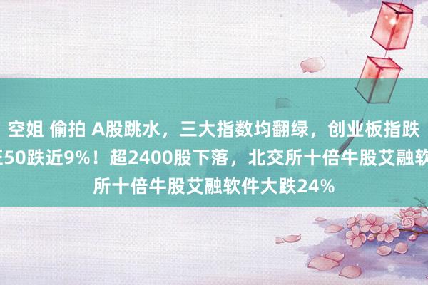 空姐 偷拍 A股跳水，三大指数均翻绿，创业板指跌超1%，北证50跌近9%！超2400股下落，北交所十倍牛股艾融软件大跌24%