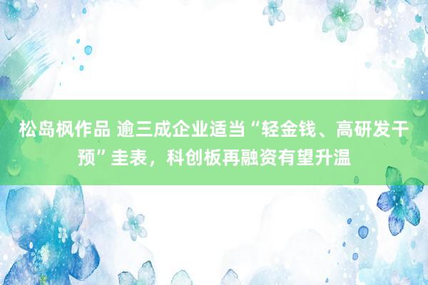 松岛枫作品 逾三成企业适当“轻金钱、高研发干预”圭表，科创板再融资有望升温