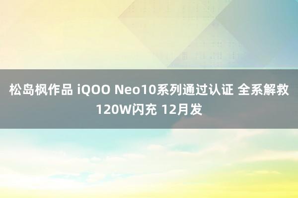 松岛枫作品 iQOO Neo10系列通过认证 全系解救120W闪充 12月发