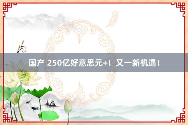 国产 250亿好意思元+！又一新机遇！