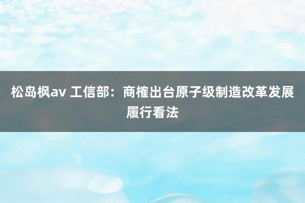 松岛枫av 工信部：商榷出台原子级制造改革发展履行看法