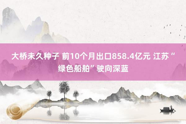 大桥未久种子 前10个月出口858.4亿元 江苏“绿色船舶”驶向深蓝