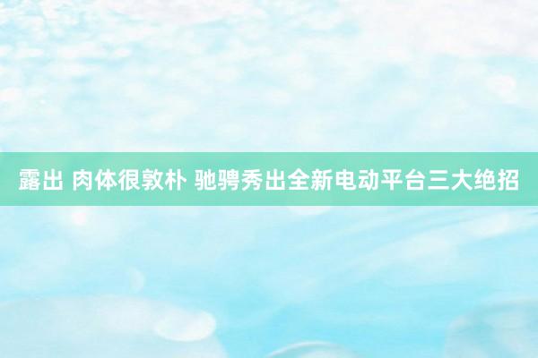 露出 肉体很敦朴 驰骋秀出全新电动平台三大绝招