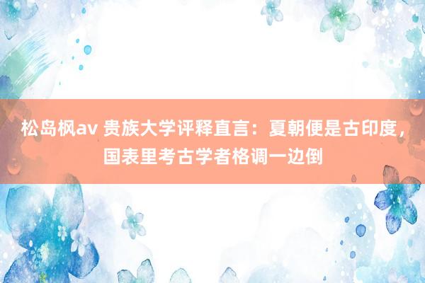 松岛枫av 贵族大学评释直言：夏朝便是古印度，国表里考古学者格调一边倒