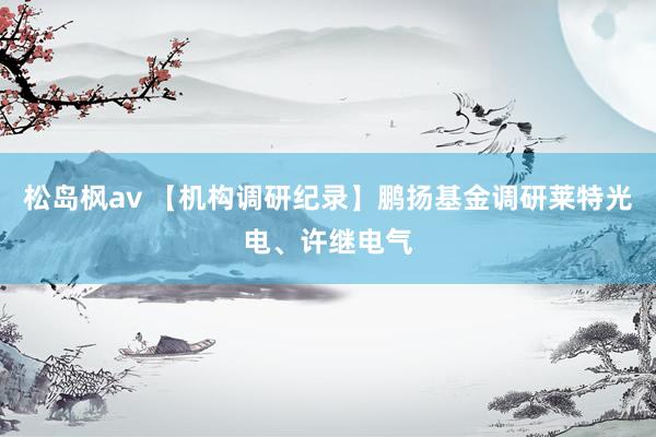 松岛枫av 【机构调研纪录】鹏扬基金调研莱特光电、许继电气