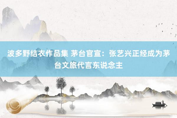 波多野结衣作品集 茅台官宣：张艺兴正经成为茅台文旅代言东说念主